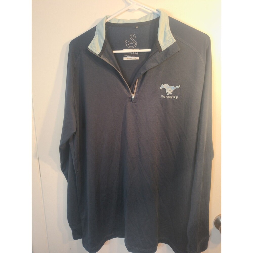 Swannies Golf Men's Size Large 1/4 Zip Performance Pullover Navy Blue Kibby